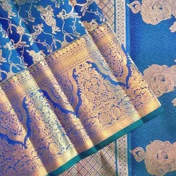 tammu designer Krishna Ethnic Motifs Woven Design Zari Saree With Unstiched Blouse image 2