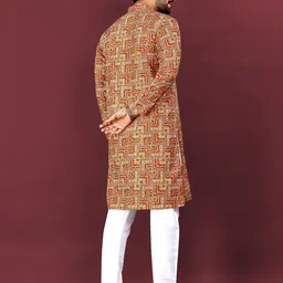 CHARLOTTE GRACIOUS Geometric Printed Band Collar Sequinned Straight Kurta image 3