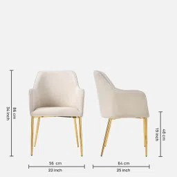 casacraft from pepperfry Unkls Velvet Arm Chair In Off White Colour image 2