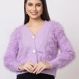 GFO Women V-Neck Front-Open Sweaters-image-28