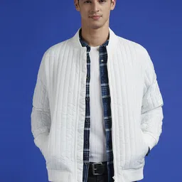 Pepe Jeans Men Stand Collar Floral Solid Casual Bomber Jacket image 2