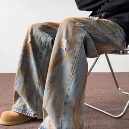 StyleCast Men Comfort High-Rise Low Distress Light Fade Stretchable Baggy Jeans image 3