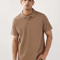 Urbano Fashion Men's Mocha Mousse Solid Regular Fit Half Sleeve Cotton Polo T-Shirt-picture-12