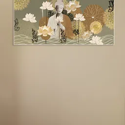 nestroots Green & Black Serene Depiction Of Buddha Care Canvas Religious Wall Painting-picture-30