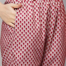 DIVASTRI Floral Printed Notch Neck Straight Kurta With Trousers And Dupatta image 2