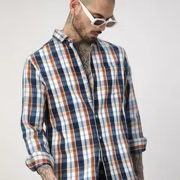 VASTRADO Men Classic Slim Fit Checked Casual Shirt-picture-51