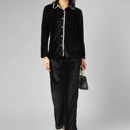 UNLOKALE V-Neck Long Sleeves Shirt With Trousers-picture-16
