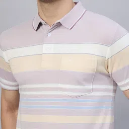 Duke Men Striped Polo Collar Cotton Slim Fit T-shirt image 3