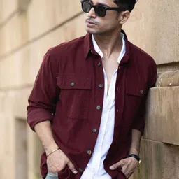 Powerlook Men Corduroy Pure Cotton Casual Shirt With Pockets-image-15