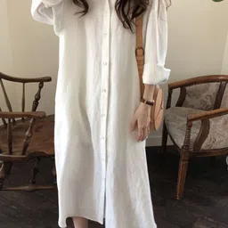 Outzidr Women Straight Fit Shirt Maxi Dress-picture-20