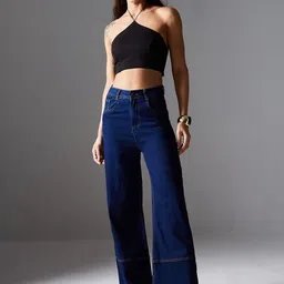 Miss Chase Women Wide Leg High-Rise Slash Knee Stretchable Jeans-image-94