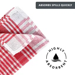 Kuber Industries Red & White 12 Pieces Checked Durable Cotton Kitchen Towels image 5