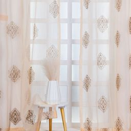 Parda Online Brown Set of 2 Embroidered Sheer Window Curtain-picture-46