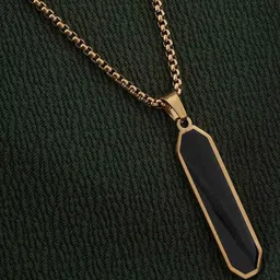 PALMONAS Men 18KT Gold-Plated Stainless Steel Anti-Tarnish Midnight Prism Necklace image 3