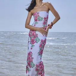 COLOR CAPITAL WomenFloral Print Off-Shoulder Maxi Dress-picture-20