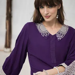 Indo Era Geometric Printed V-Neck A-Line Kurta & Palazzos image 3