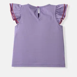 Nauti Nati Girls Graphic Printed Pure Cotton Ruffle Sleeve Top with Skirt image 3