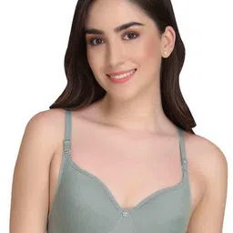 Women Cotton Green Padded Non-Wired Lingerie Bra Sport wear Gym Crop Tank Top-image-5