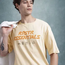 The Roadster Life Co. Printed Drop-Shoulder Sleeves Pure Cotton Relaxed T-shirt-picture-25