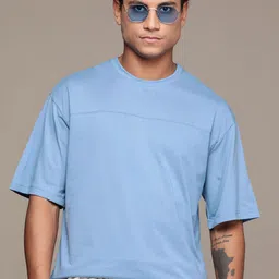 The Roadster Lifestyle Co. Round-Neck Drop-Shoulder Sleeves Relaxed Fit T-shirt-picture-53