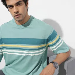 The Roadster Life Co. Pure Cotton Striped Relaxed Fit T-shirt-picture-10