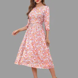 KERI PERRY Floral Print Georgette Fit & Flare Midi Dress-picture-18