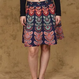 Exotic India Printed Pure Cotton Wrap Knee Length Skirts-image-78