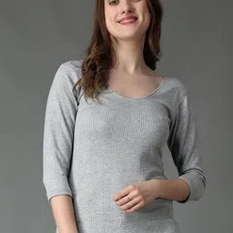 Wearslim Women Ribbed Cotton Round Neck Thermal Top-picture-16