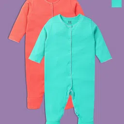 MINI KLUB Infant Girls Pack Of 2 Pure Cotton Sleepsuits-picture-20