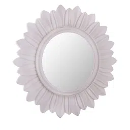 Homesake Unisex White Sunburst Decorative Wooden Hand Carved Wall Mirror image 3