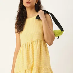 Kook N Keech Checked A-Line Tiered Dress image 3