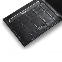 HALDEN Men Textured Embellished Leather Two Fold Wallet image 3