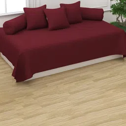 Trance Home Linen 6-Pcs Maroon Striped Cotton Diwan Set-picture-18