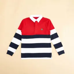 YU by Pantaloons Kids Multicolor Cotton Striped Full Sleeves Polo T-Shirt image 2