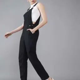 DOLCE CRUDO Black Plain Jumpsuits image 4