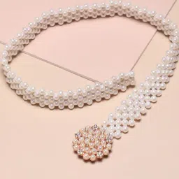 HauteSauce White Embellished Casual Belt for Women-picture-41