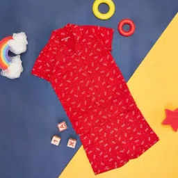 Pantaloons Junior Kids Red Cotton Printed Shirt Set-image-87