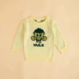 Pantaloons Baby Yellow Cotton Printed Full Sleeves Sweater image 2