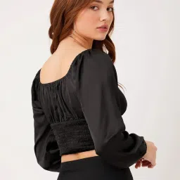 Kotty Black Slim Fit Crop Top image 2