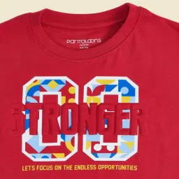 Pantaloons Baby Kids Red Cotton Printed T-Shirt image 2