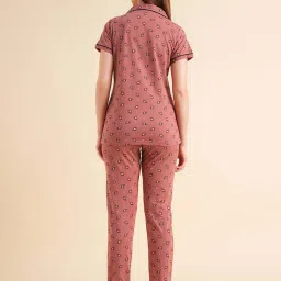 Sweet Dreams Dusty Rose Cotton Printed Shirt Pyjama Set image 2