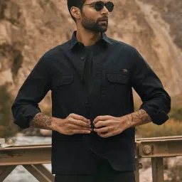 Andamen Black Cotton Regular Fit Shirt image 1