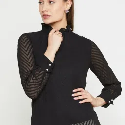 Rare Black Self Design Top image 1