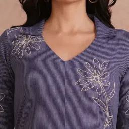 Kami Kubi Light Purple Cotton Straight Fit Striped Kurta image 5