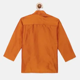 THANGAMAGAN Kids Orange Solid Full Sleeves Kurta image 2