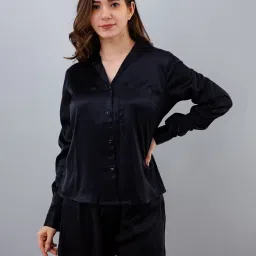 Pretty Loving Thing Black Cotton Blend Solid Top & Shorts Set image 1