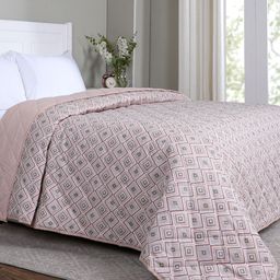 MASPAR Peach-Coloured 4 Pieces Geometric Printed Cotton Queen Regular Bedding Set-picture-28