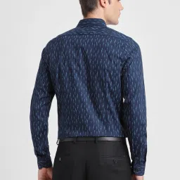 Allen Solly Navy Cotton Slim Fit Printed Shirt image 2