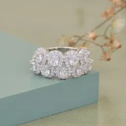 Ornate Jewels 925 Silver American Diamond Unique Cluster Ring image 1