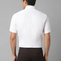 Louis Philippe White Cotton Regular Fit Self Pattern Shirt image 2